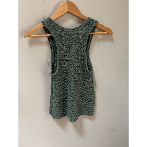 AERIE Sweater Loose Knit Sage Green Sleeveless Top Small - Picture 4 of 5
